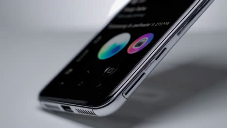 close-up of a modern smartphone with an app displayed