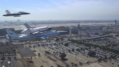 the space shuttle enterprise comes in for a landing at los angeles airport