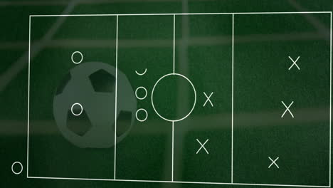 soccer strategy animation over field with ball and player positions