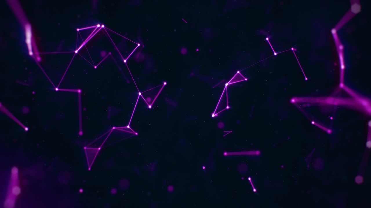 líneas de plexo violeta flotantes rápidas en un fondo oscuro