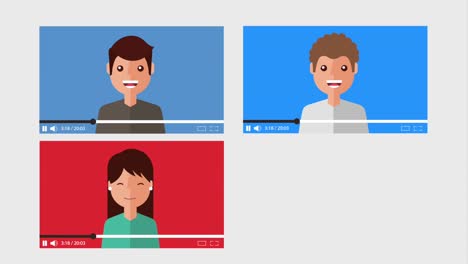 conjunto de diferentes personas en internet vídeos blogger