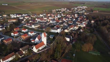 aerial or drone shot of menning near vohburg in bavaria, germany