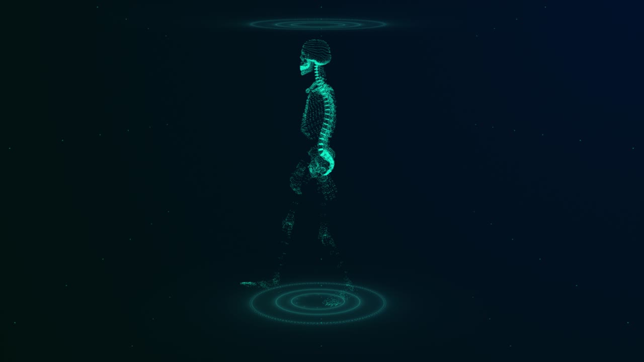 기술의 배경에 있는 골격의 는 3d 모델, 파란색, 3d 애니메이션