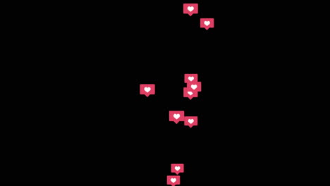 floating icon with red heart for social networks on a black background. animation overlay background. like sign.
