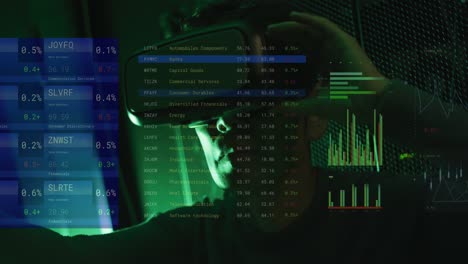 animation of statistics, stock market and financial data processing