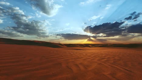 in the tranquil expanse desert paints a breathtaking panorama as the first light of dawn graces the horizon