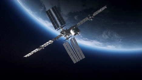 international space station (iss) orbiting earth