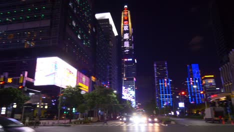 night illuminated shenzhen city downtown traffic street crossroad panorama 4k china