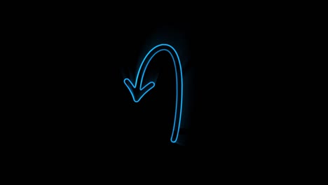 glowing neon line arrow icon isolated on black background. direction arrowhead symbol. motion graphics