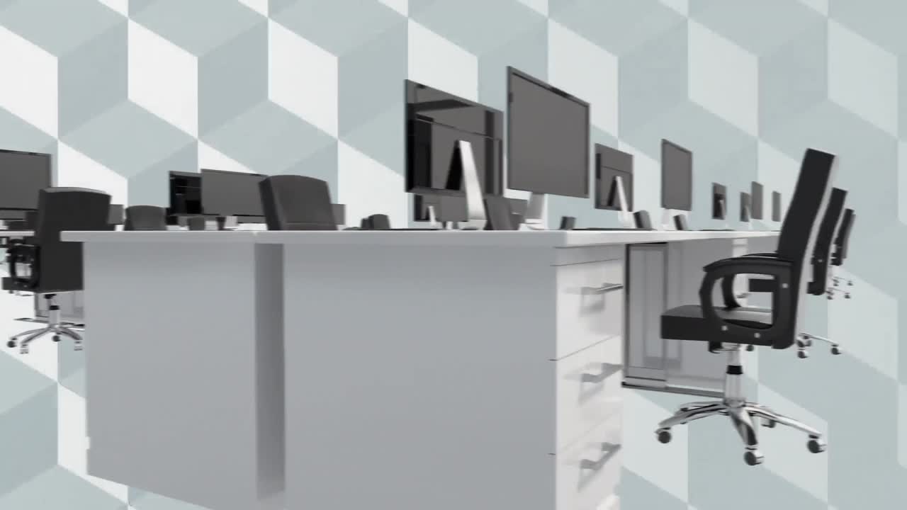 사무실 책상 과 컴퓨터