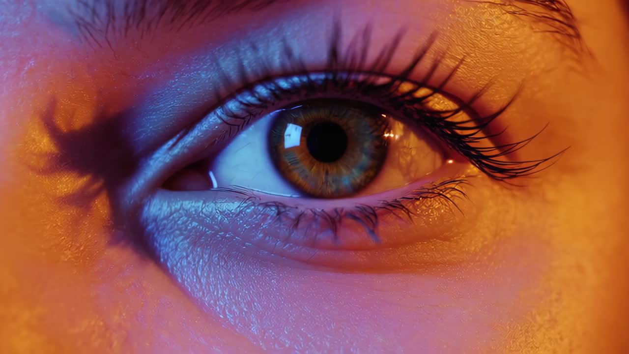 Close-up Eyes with Colorful Lighting