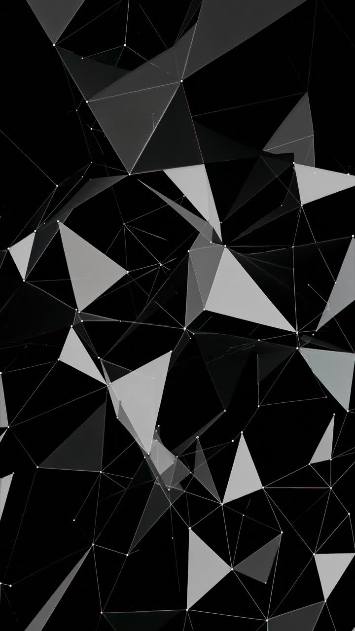 Abstrakt, sort og hvidt geometrisk low-poly mønster, top-down engel