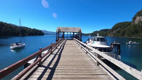 a slow walk on pier with the beautiful scenery of the argentine patagonia