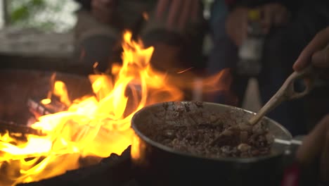 cooking over a campfire