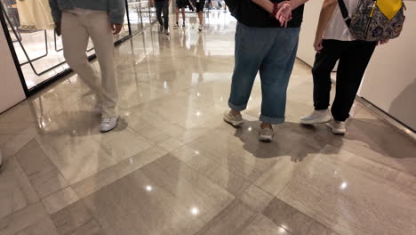 night walk: footsteps through shopping mall and streets