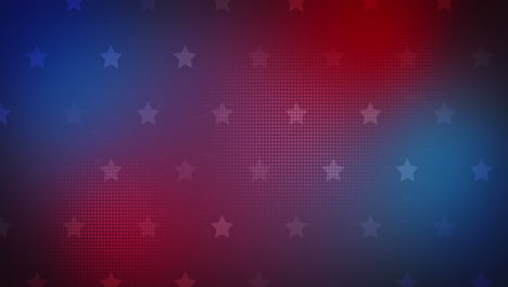 animation of white stars falling over red and blue background