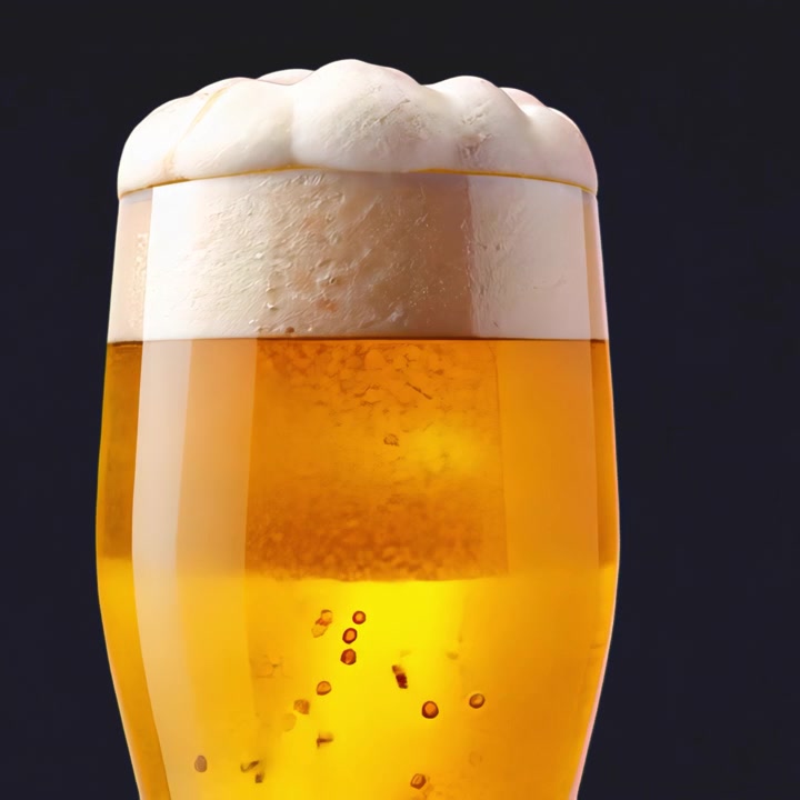 Primo Piano di un Bicchiere di Birra Dorata con Bollicine che Salgono e Schiuma