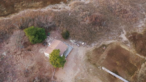 a top down drone shot over the marsh in freeport, ny during the evening