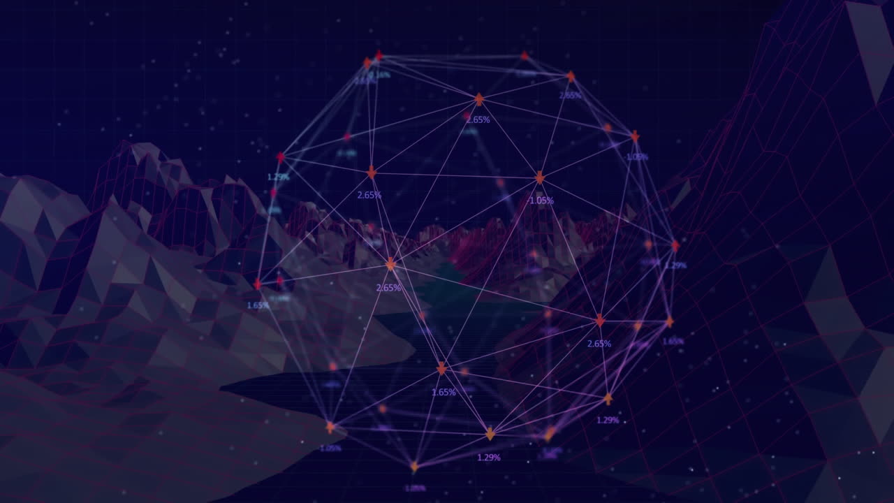 Network of connections icons against spots of lights