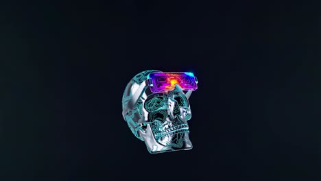 vr headset on a skull - cyberpunk art