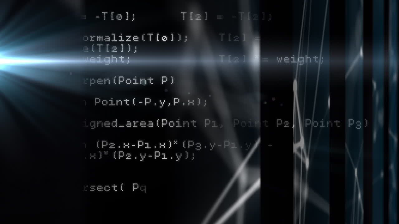 animatie van gegevensverwerking en vormen op zwarte achtergrond