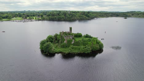 aerial view of mcdermott's castle with marina and boats in the background