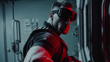 security officer in high-tech environment
