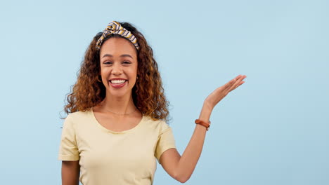 Presentation,-mockup-and-face-of-woman-in-a-studio