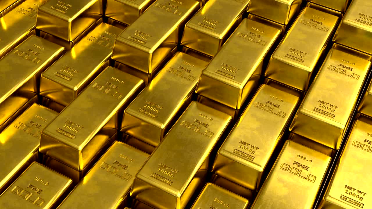 황금 막대기 또는 수십억으로 만든 계단 - 성공 또는 부유한 개념을 얻는 것 - 루프 3d 애니메이션