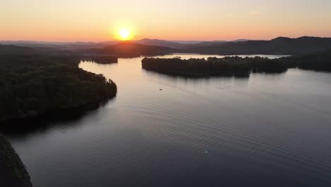 sunset aerial wide shot summersville lake west virginia