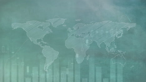 animation of multiple graphs and map over blue background