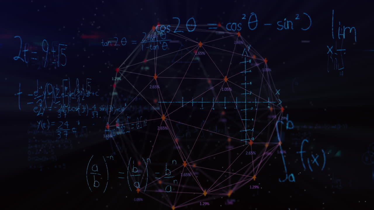 Mathematical equations against globe of arrows