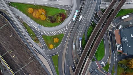 traffic at european route 20 and 6 intersection near olskroken in gothenburg, sweden