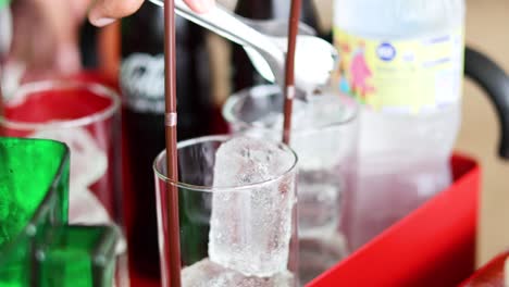 beverages and ice in a vibrant setting