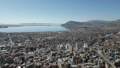 a view of the lake titicaca from puno, per?