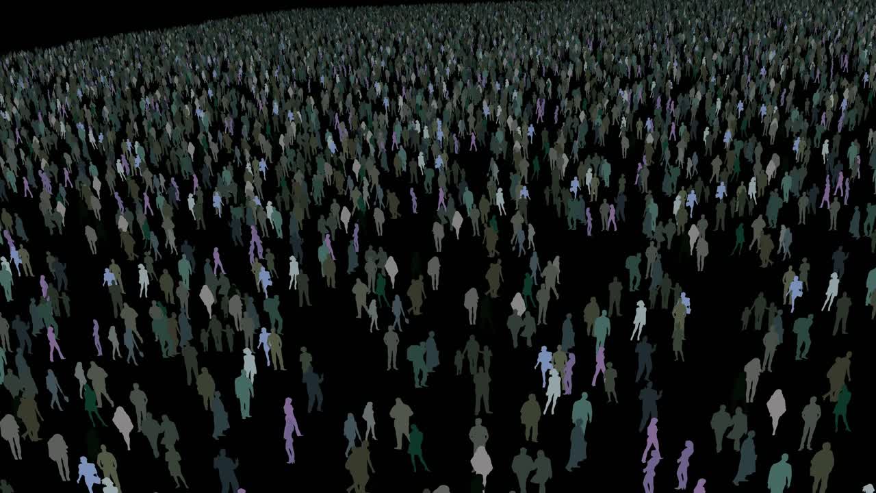 virus que se propaga de persona a persona en una multitud de personas con animación de fondo negro