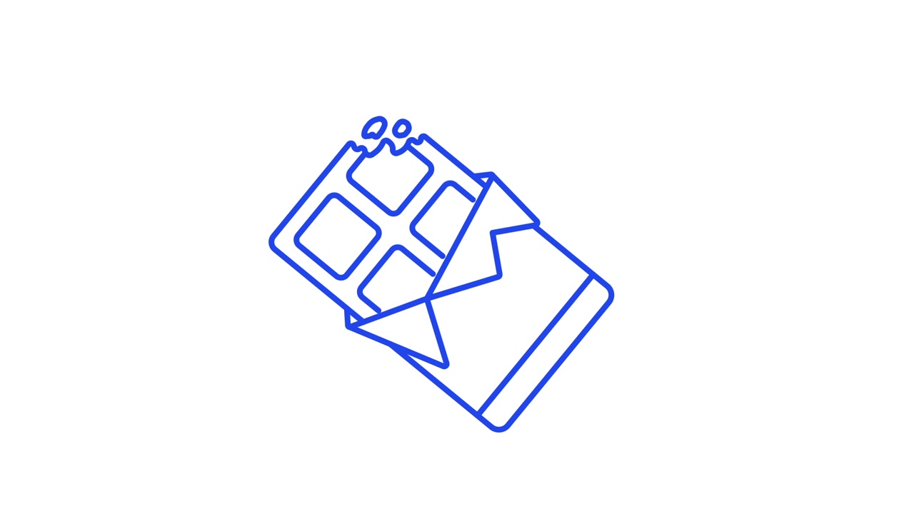 Animated Line Art Icon of a Bitten Chocolate Bar
