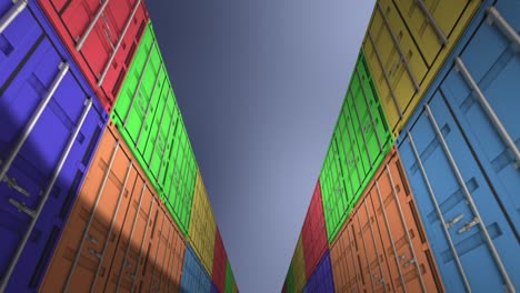 industrial shipping containers under clear sky.