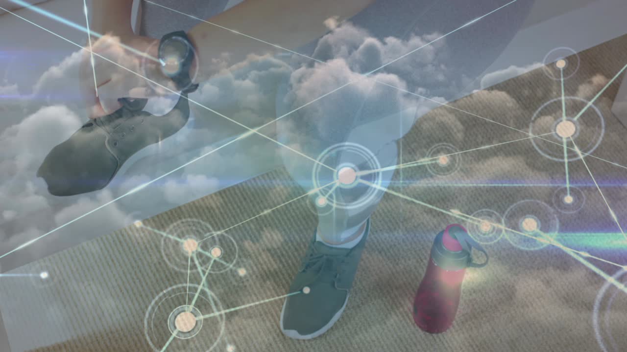 신발  ⁇ 을  ⁇ 는 여자와 구름 위의 연결 네트워크의 애니메이션