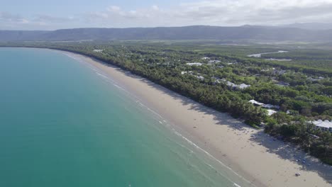 aerial view of tropical four mile beach at port douglas, queensland, australia in summer - drone shot