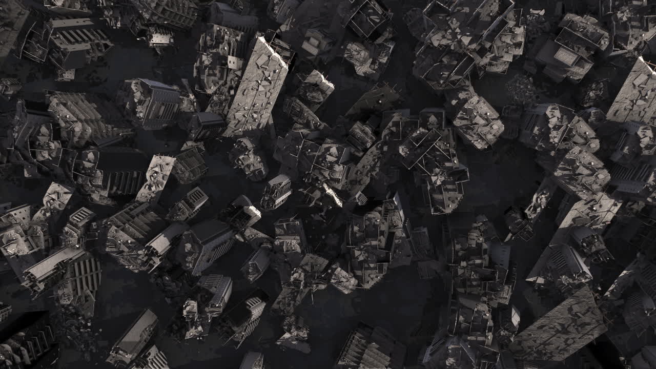 파괴 된 도시 의 공중 사진