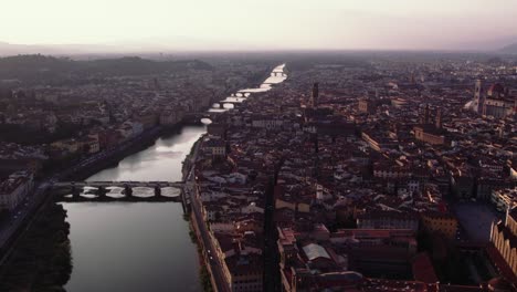 forward pushing drone shot around florence, italy