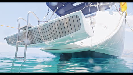 underwater view looking up to a yacht in lefkada, greece