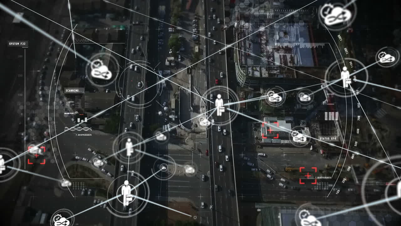 도시 풍경 배경에서 움직이는 커 ⁇ 터