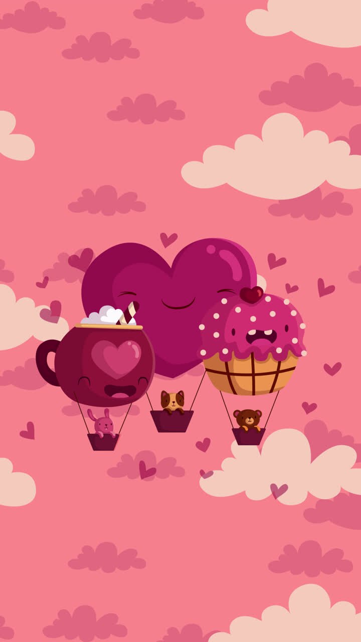 Cute Heart and Cupcake Hot Air Balloons