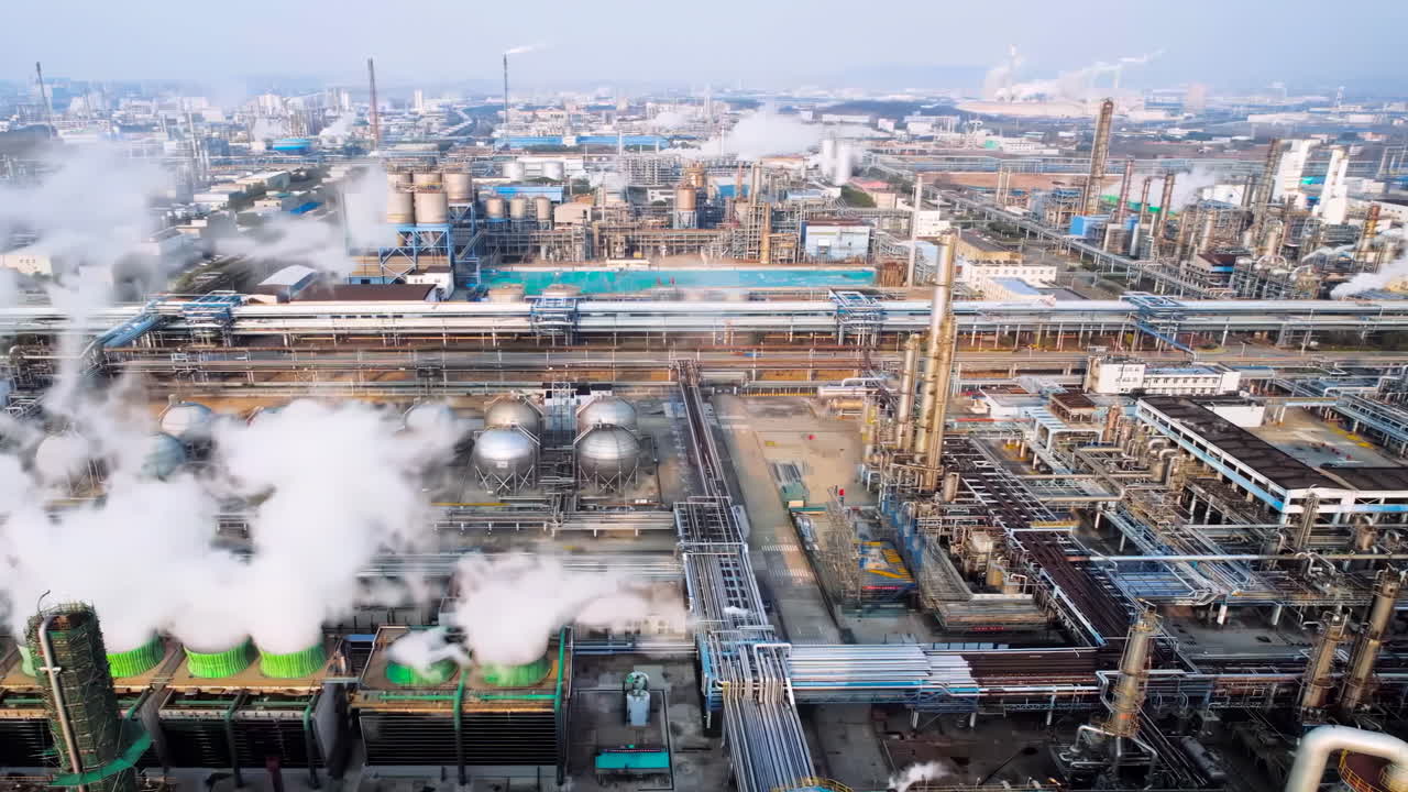 Aerial View of a Large Industrial Refinery or Chemical Plant