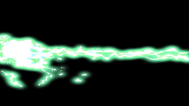 Animazione grafica in movimento di un raggio di scarica elettrica