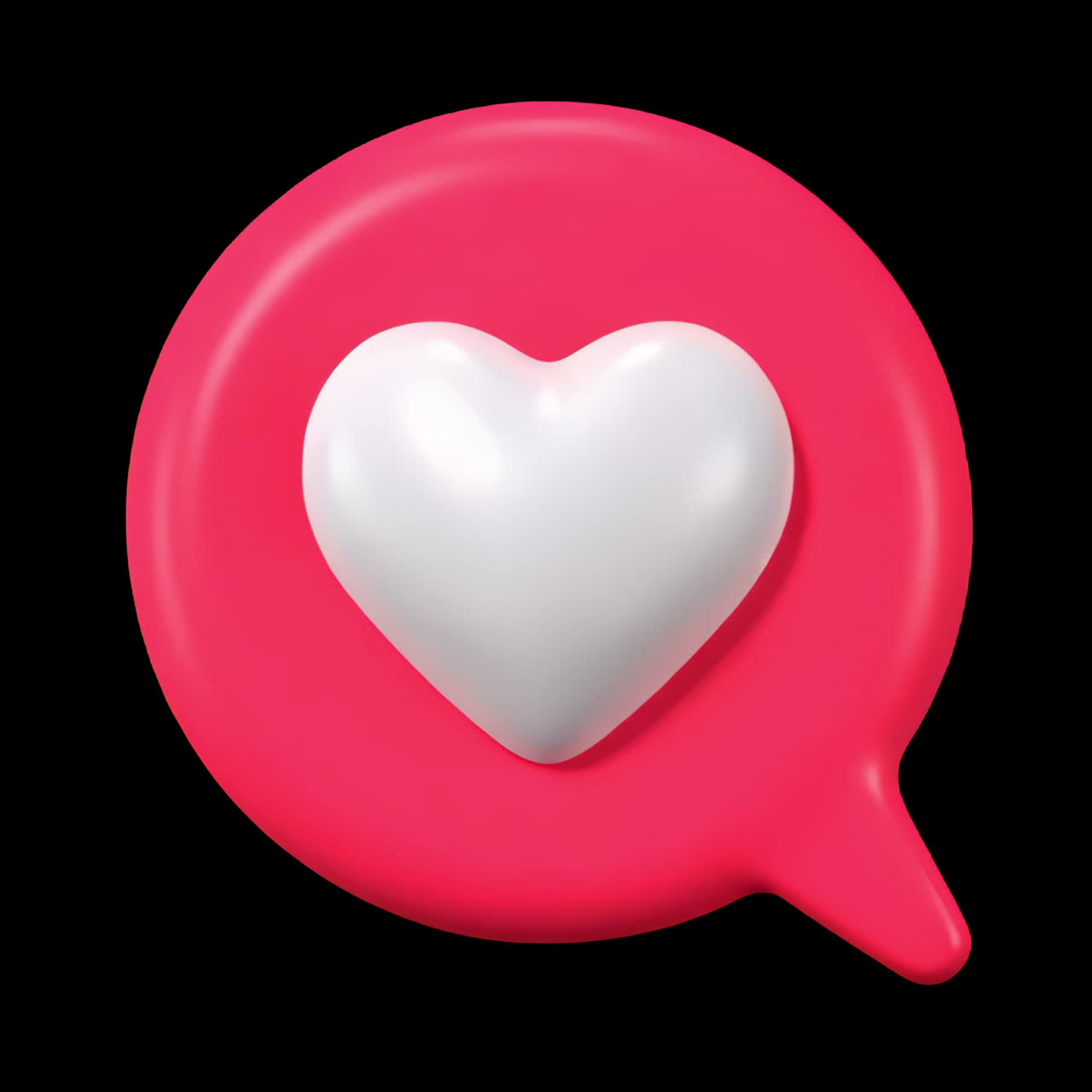 Heart icon in speech bubble animation isolated asset, transparent 4K video, alpha channel, ProRes