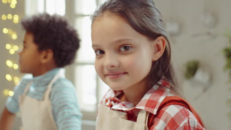 portrait of pretty girl on cooking masterclass