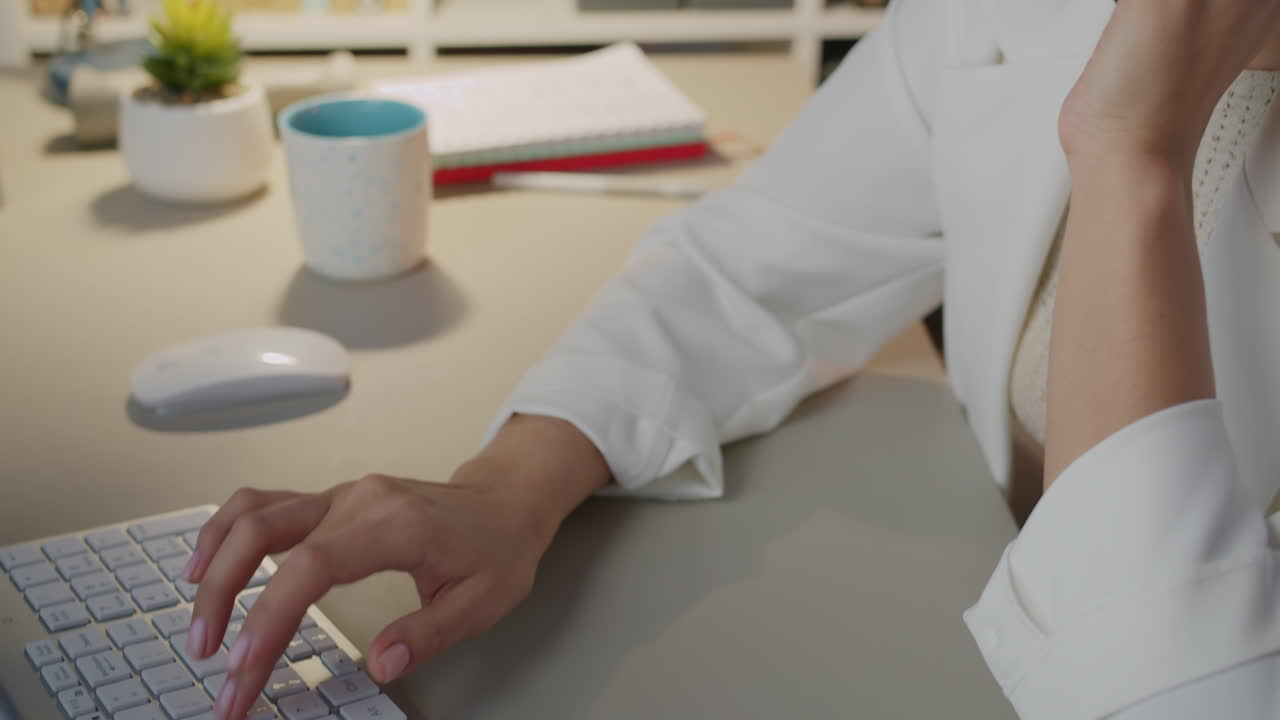 Woman Working from Home at Night
